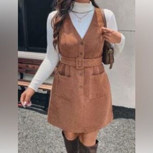 SHEIN Brown Corduroy Mini Dress